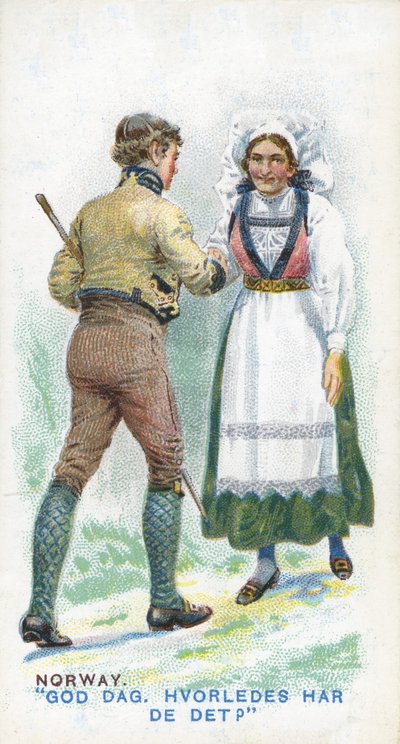 Übliche Begrüßung in Norwegen, 1907 von English School